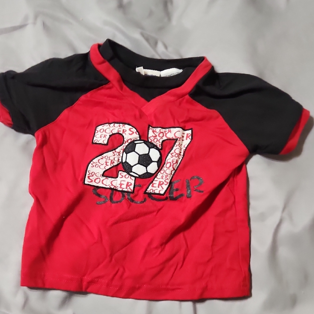 Youth Soccer Graphic Tee - Red & Black